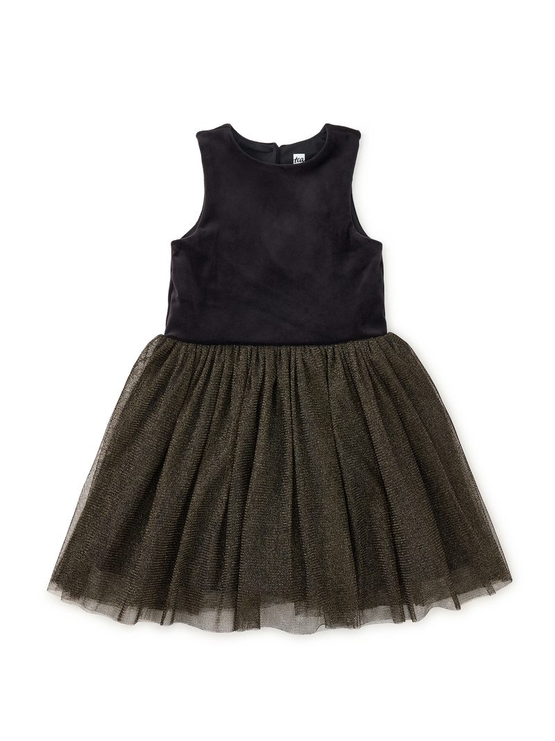 Velour &amp; Tulle Ballet Dress in Jet Black - View 1