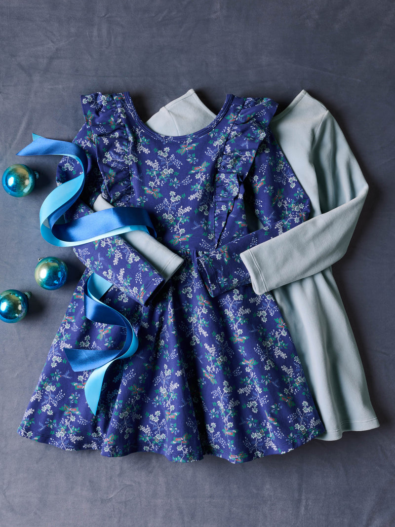 Ruffle Shoulder Ballet Dress in Scottish Floral - View 2