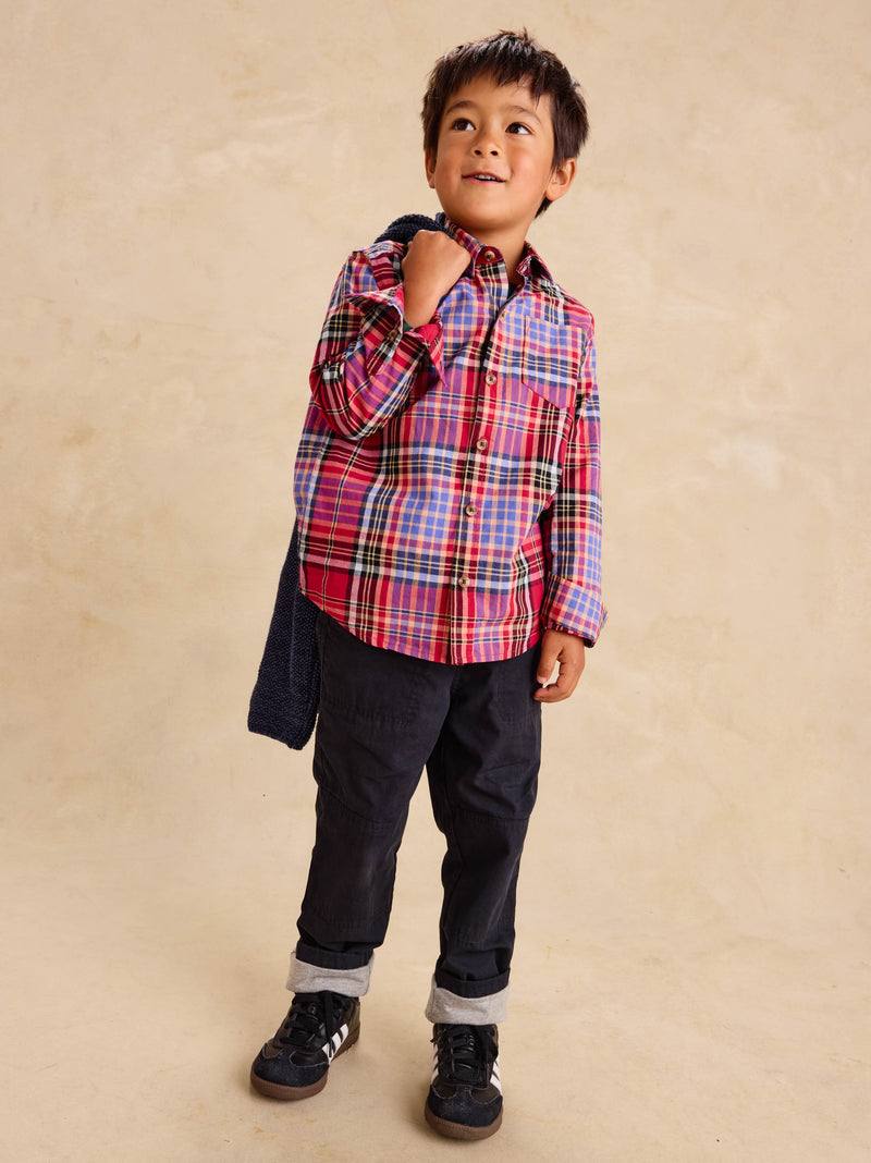 Plaid Button Up Shirt in Holiday Market Plaid - View 2